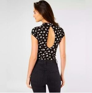 Free People Black and White Bodysuit